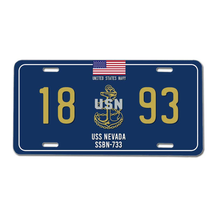 USS Nevada SSBN-733 US Navy Chief 1893 License Plate Cover - Prints54.com