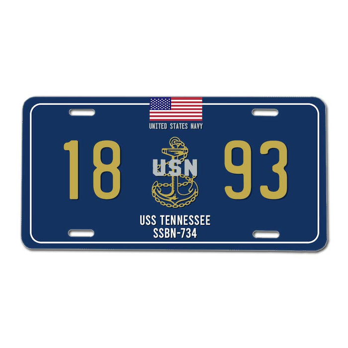 USS Tennessee SSBN-734 US Navy Chief 1893 License Plate Cover - Prints54.com