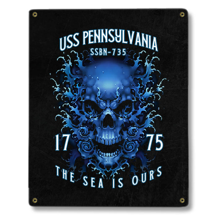 USS Pennsylvania SSBN-735 US Navy Davy Jones The Sea Is Ours Military Metal Sign - Prints54.com