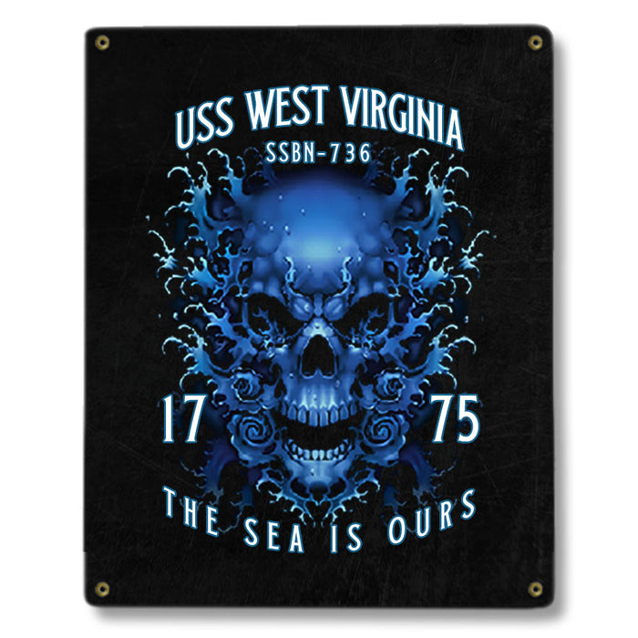 USS West Virginia SSBN-736 US Navy Davy Jones The Sea Is Ours Military Metal Sign - Prints54.com