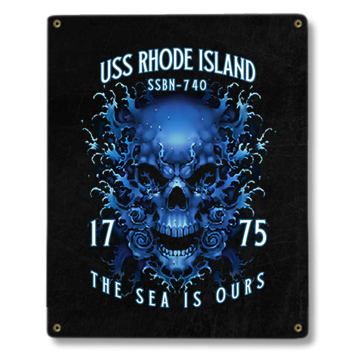 USS Rhode Island SSBN-740 US Navy Davy Jones The Sea Is Ours Military Metal Sign - Prints54.com