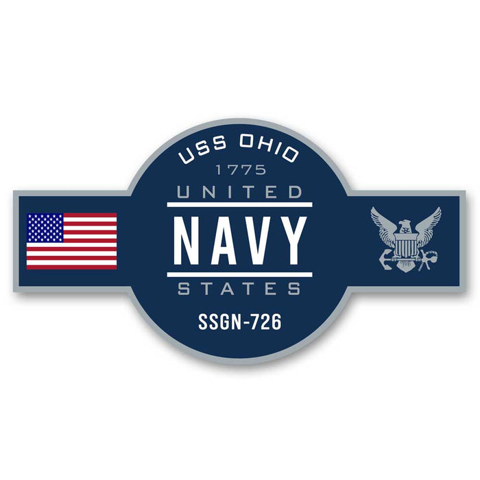 USS Ohio SSGN-726 US Navy Warship Ribbon 5 Inch Military Decal - ElephantWalkDesigns.com