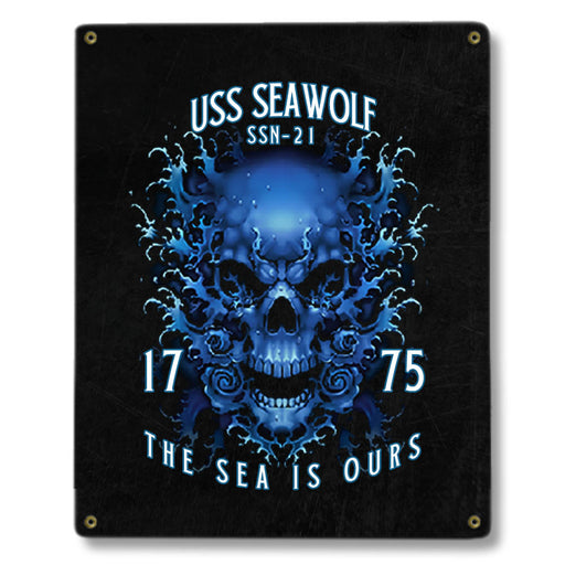 USS Seawolf SSN-21 US Navy Davy Jones The Sea Is Ours Military Metal Sign - Prints54.com