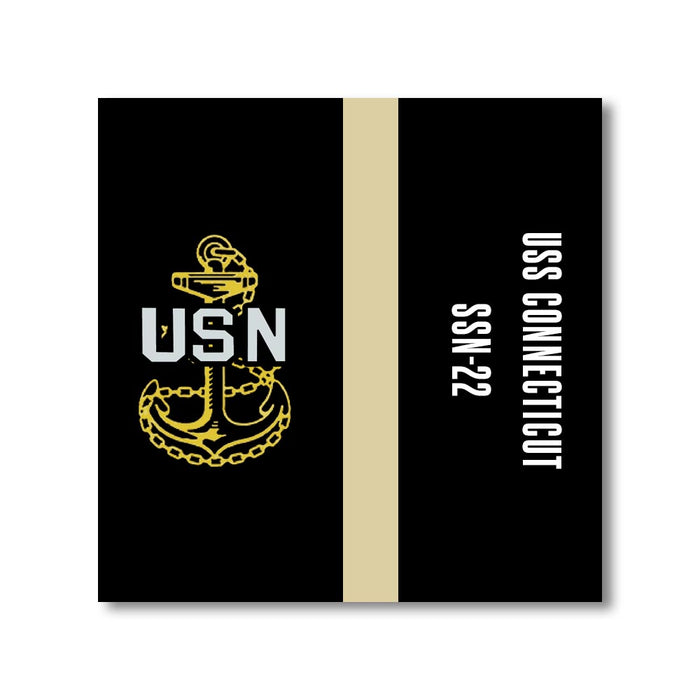 USS Connecticut SSN-22 US Navy Chief Khaki Line 5 Inch Military Split Decal - Prints54.com
