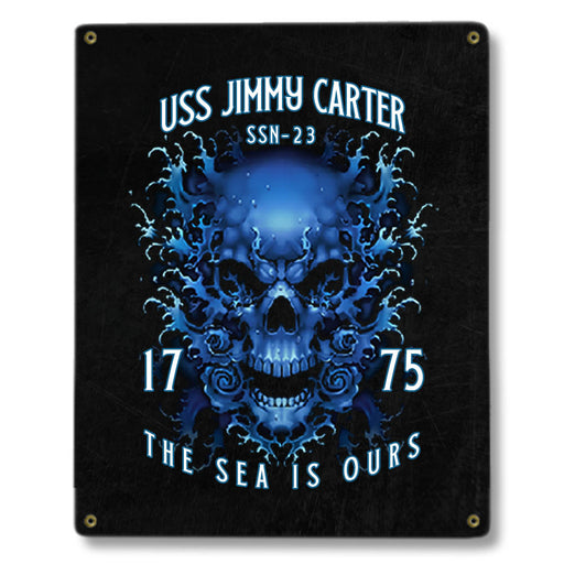 USS Jimmy Carter SSN-23 US Navy Davy Jones The Sea Is Ours Military Metal Sign - Prints54.com