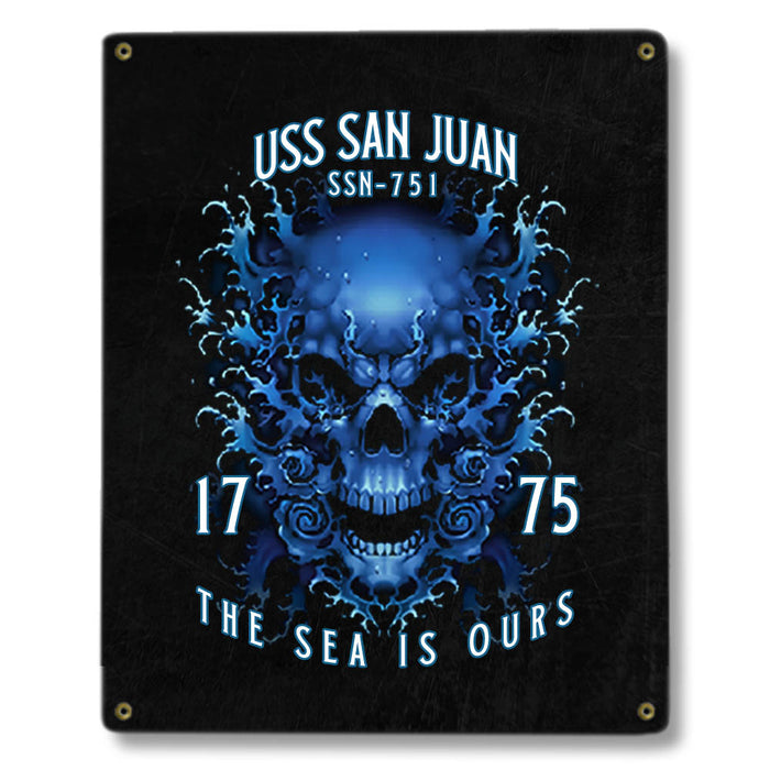 USS San Juan SSN-751 US Navy Davy Jones The Sea Is Ours Military Metal Sign - Prints54.com