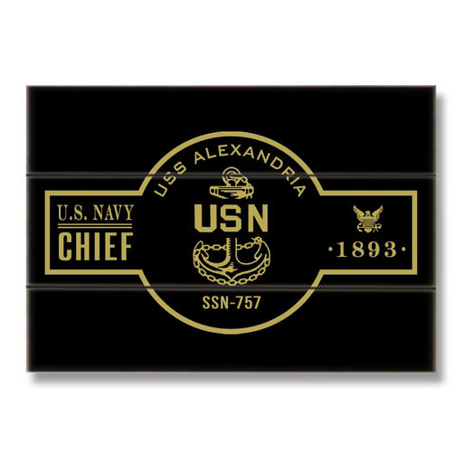 USS Alexandria SSN-757 US Navy Chief Warship Boat Anchor Military Wood Sign - Prints54.com