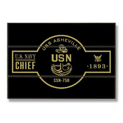 USS Asheville SSN-758 US Navy Chief Warship Boat Anchor Military Wood Sign - Prints54.com