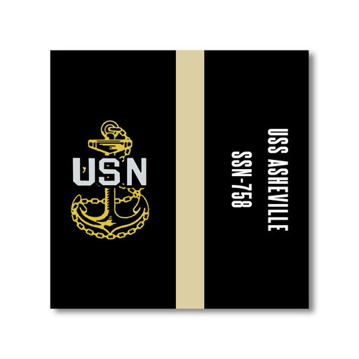 USS Asheville SSN-758 US Navy Chief Khaki Line 5 Inch Military Split Decal - Prints54.com