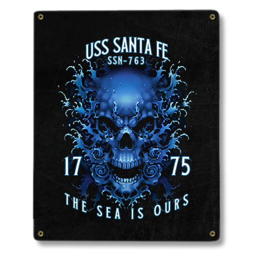 USS Santa Fe SSN-763 US Navy Davy Jones The Sea Is Ours Military Metal Sign - Prints54.com