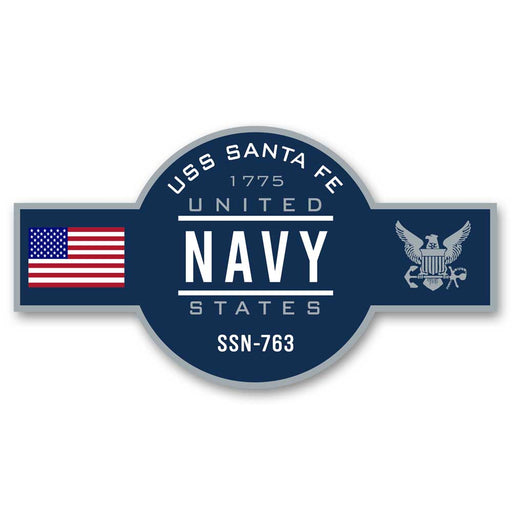 USS Santa Fe SSN-763 US Navy Warship Ribbon 5 Inch Military Decal - ElephantWalkDesigns.com