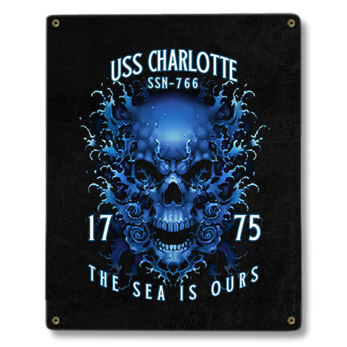 USS Charlotte SSN-766 US Navy Davy Jones The Sea Is Ours Military Metal Sign - Prints54.com