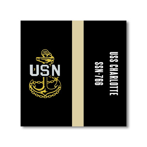 USS Charlotte SSN-766 US Navy Chief Khaki Line 5 Inch Military Split Decal - Prints54.com