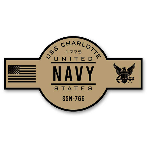 USS Charlotte SSN-766 US Navy Chief Khaki Goatlocker 5 Inch Decal - Prints54.com