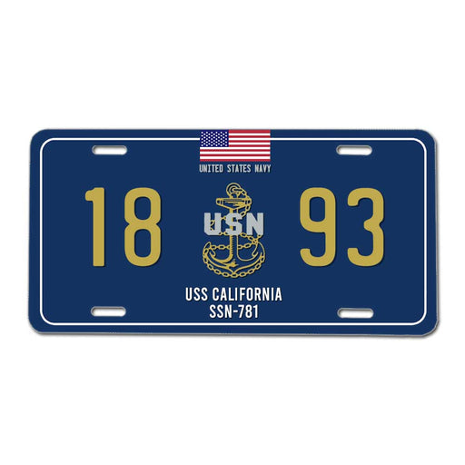 USS California SSN-781 US Navy Chief 1893 License Plate Cover - Prints54.com