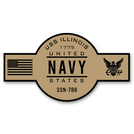 USS Illinois SSN-786 US Navy Chief Khaki Goatlocker 5 Inch Decal - Prints54.com