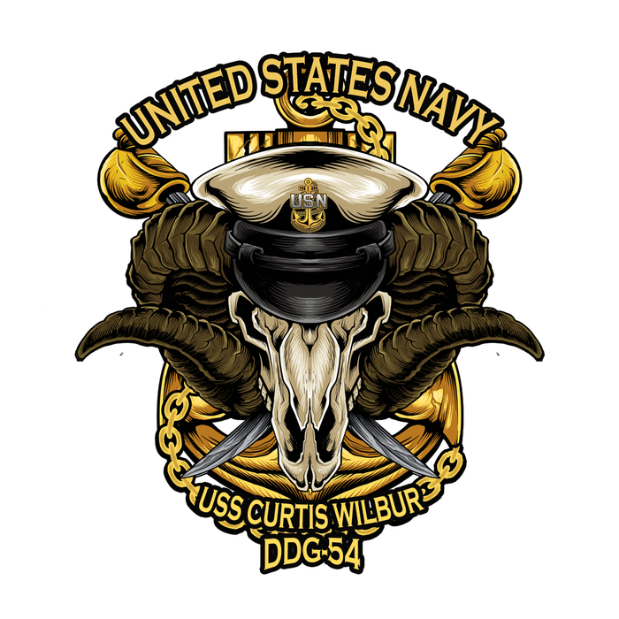 USS Curtis Wilbur DDG-54 US Navy Chief Warship USN Pride 5 Inch Military Decal - Prints54.com