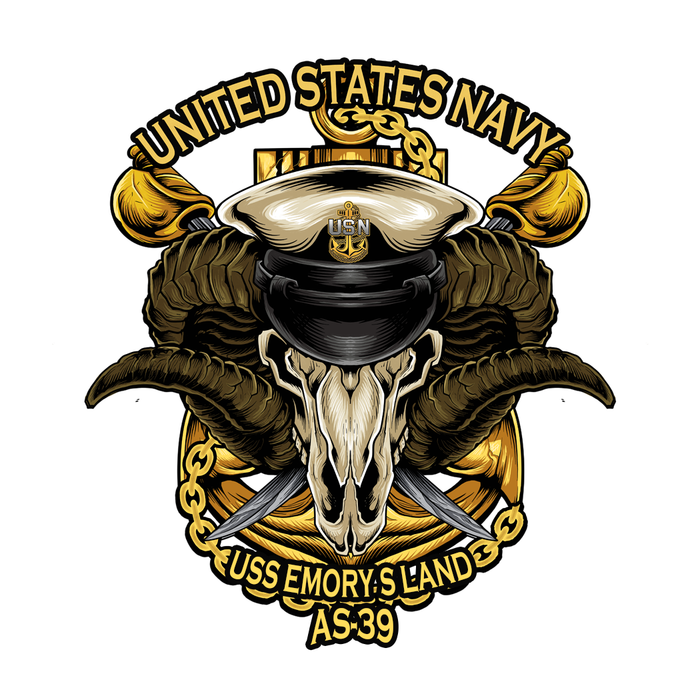 USS Emory S Land AS-39 NB Guam Guam US Navy Chief Warship USN Pride 5 Inch Military Decal - ElephantWalkDesigns.com