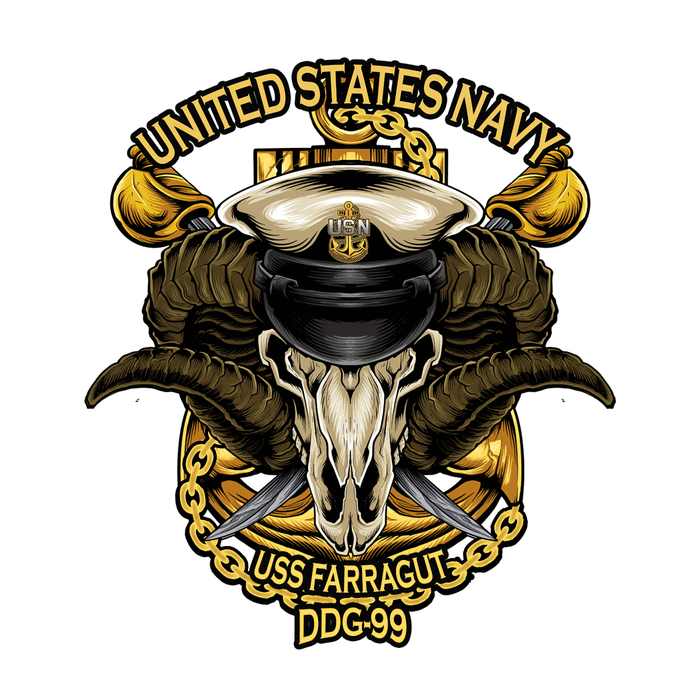 USS Farragut DDG-99 US Navy Chief Warship USN Pride 5 Inch Military Decal - Prints54.com