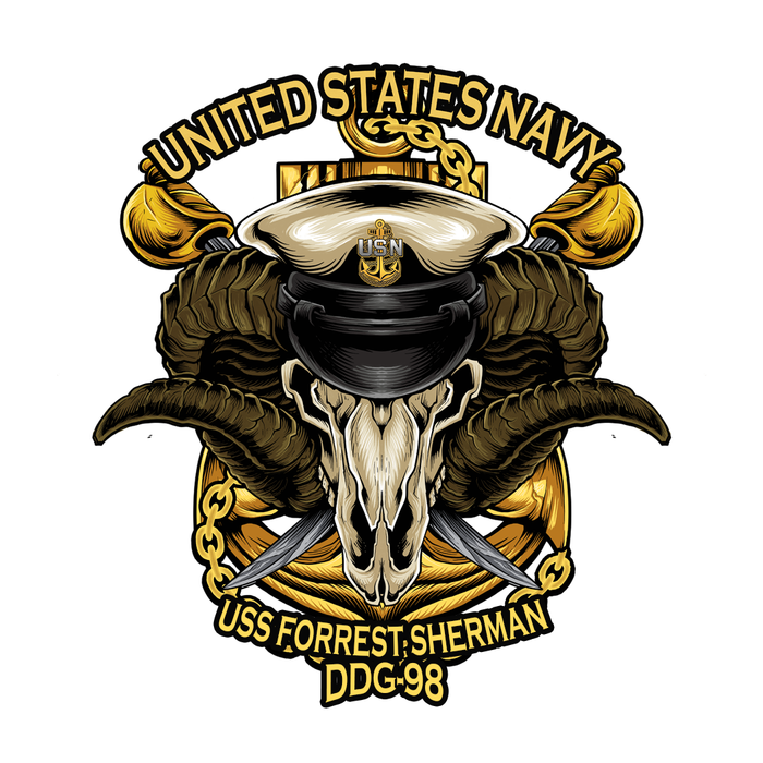 USS Forrest Sherman DDG-98 US Navy Chief Warship USN Pride 5 Inch Military Decal - Prints54.com