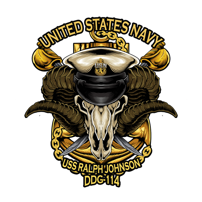 USS Ralph Johnson DDG-114 US Navy Chief Warship USN Pride 5 Inch Military Decal - ElephantWalkDesigns.com