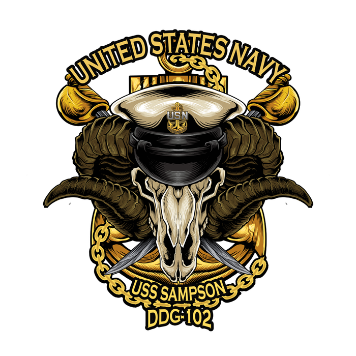 USS Sampson DDG-102 US Navy Chief Warship USN Pride 5 Inch Military Decal - ElephantWalkDesigns.com