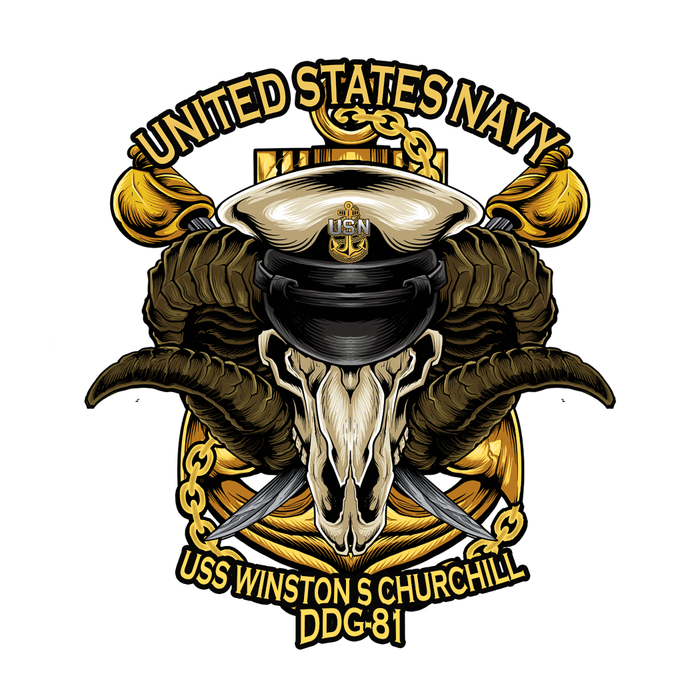 USS Winston S Churchill DDG-81 US Navy Chief Warship USN Pride 5 Inch Military Decal - ElephantWalkDesigns.com