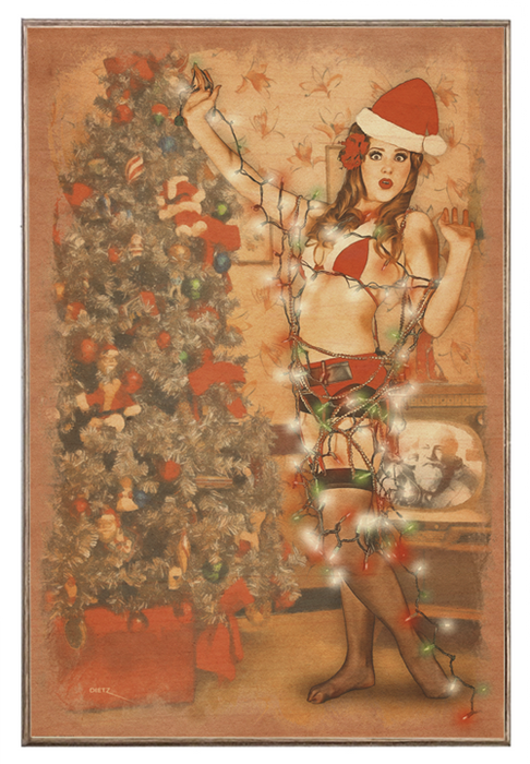 All Wrapped Up Christmas Pin-Up Girl Art Rendering - Prints54.com