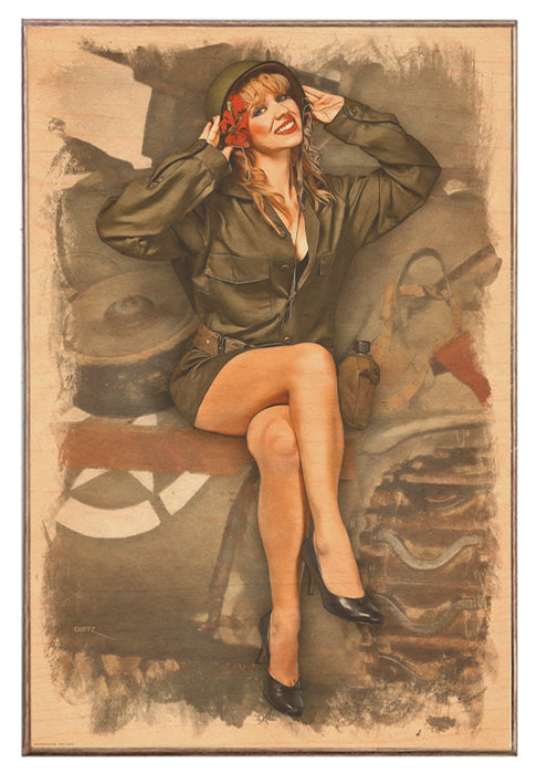 Army Girl Retro Pin-Up Girl Art Rendering - Prints54.com