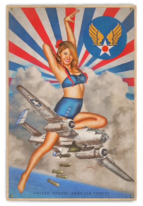 B-25 Mitchell Miss Air Force Pin-Up Girl Art Rendering - Prints54.com