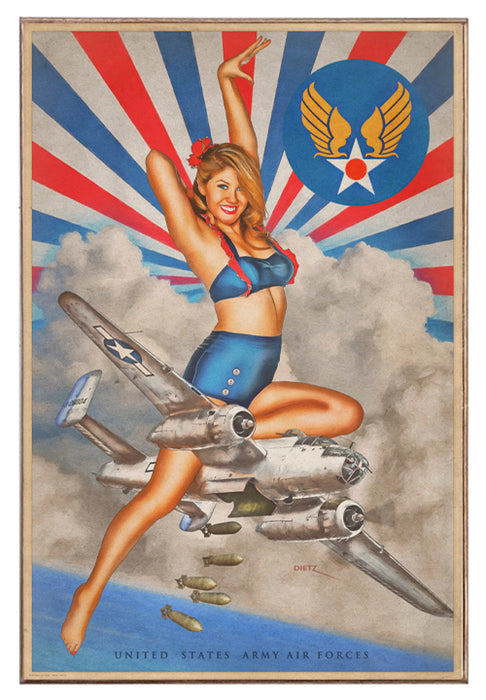 B-25 Mitchell Miss Air Force Pin-Up Girl Art Rendering - Prints54.com