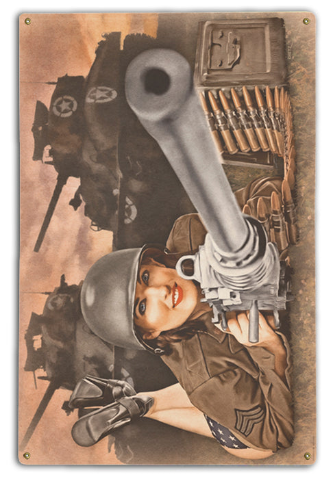 US Military Battlefield Beth Vintage Military Pin-Up Girl Art Rendering - Prints54.com