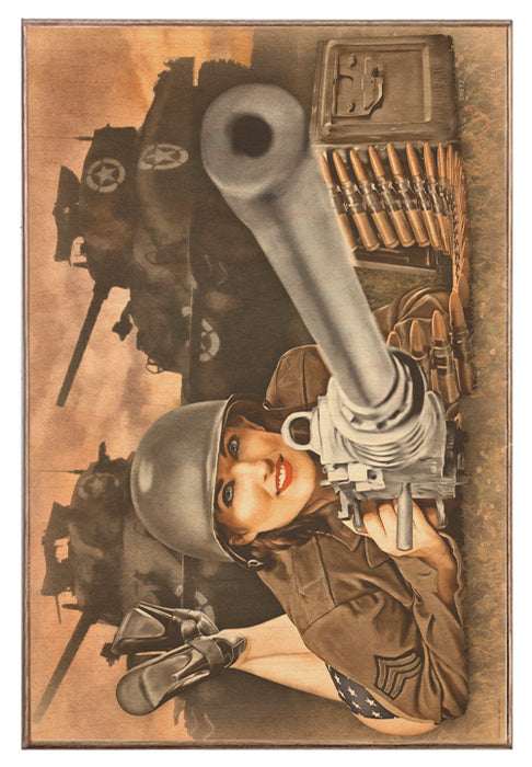 US Military Battlefield Beth Vintage Military Pin-Up Girl Art Rendering - Prints54.com