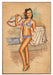 Beach Arrival Vintage Pin-Up Girl Art Rendering - Prints54.com