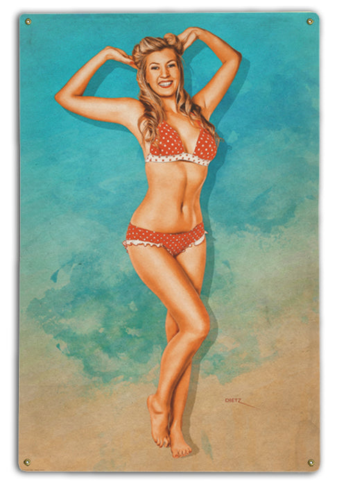 Beach Bikini Pin-Up Girl Art Rendering - Prints54.com