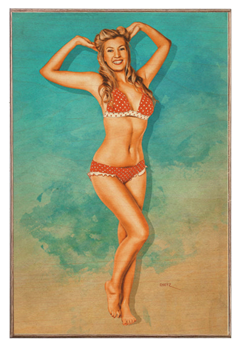 Beach Bikini Pin-Up Girl Art Rendering - Prints54.com