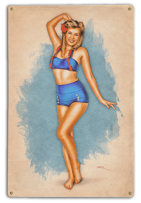 Beach Day Pin-Up Art Rendering - Prints54.com