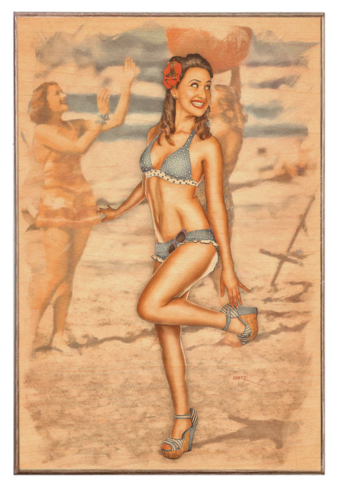 Beach Fun Pin-Up Art Rendering - Prints54.com