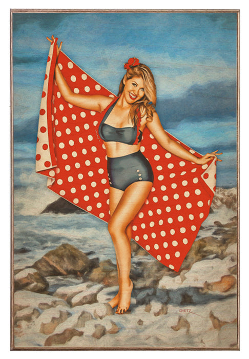 Beach in Winter Pin-Up Girl Art Rendering - Prints54.com