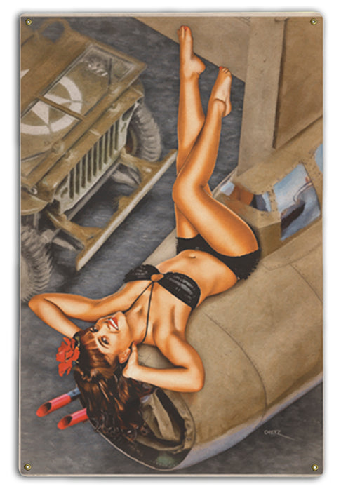 Beauty and the Bomber Pin-Up Art Rendering - Prints54.com