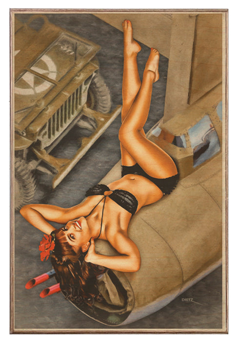 Beauty and the Bomber Pin-Up Art Rendering - Prints54.com