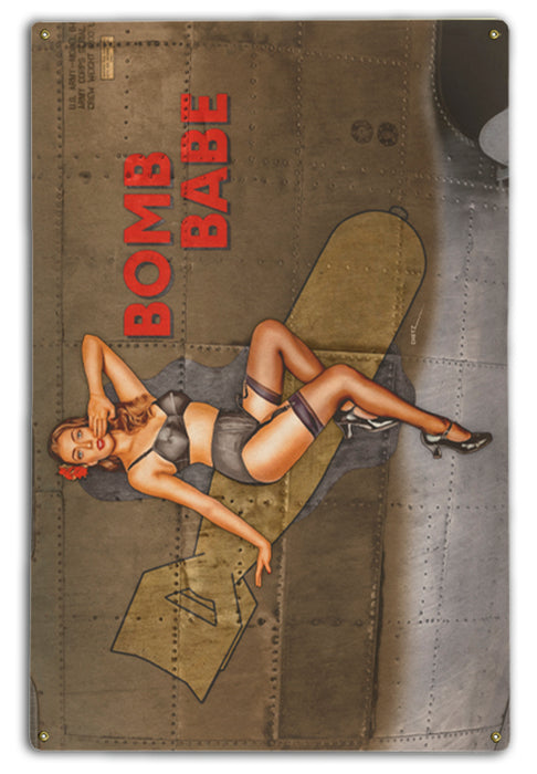 WW2 Bomber Vintage Bomb Babe Military Pin-Up Nose Art Art Rendering - Prints54.com