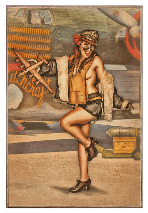 USAF Bomber Betty Vintage Military Pin-Up Girl Art Rendering - Prints54.com