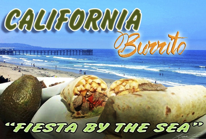 California Burrito Retro Foodie Mexican Food Art Rendering - Prints54.com