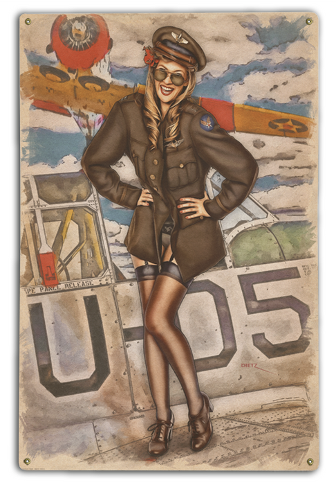 Pilot Training WW2 Buzzing the Trainee Military Pin-Up Art Rendering - Prints54.com