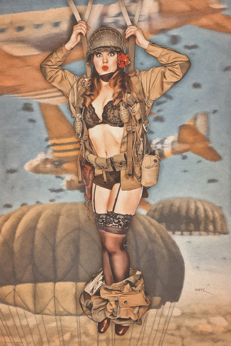 Caught With Your Pants Down Pin- Up Girl Military Art Rendering - Prints54.com