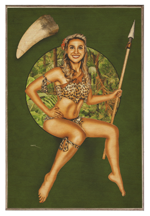 Cavegirl Cutie Warrior Jungle Pin-Up Girl Art Rendering - Prints54.com