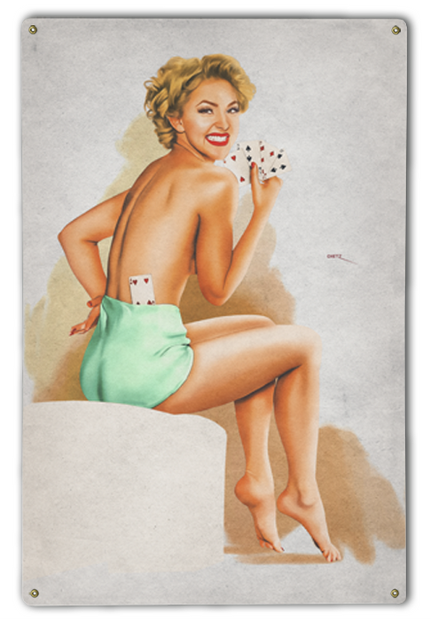 Cheating Cutie Vintage Pin-Up Girl Art Rendering - Prints54.com