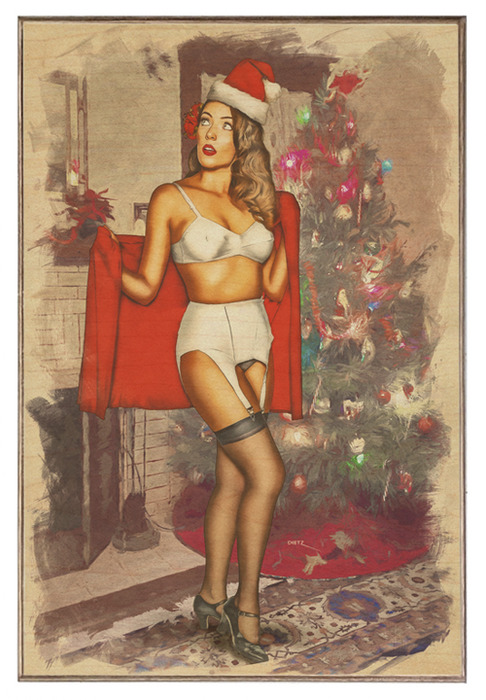 Christmas Cutie Pin-Up Girl Art Rendering - Prints54.com