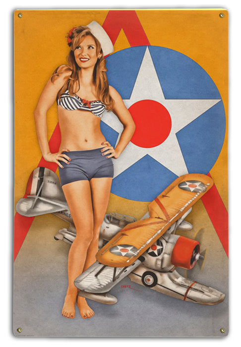 Dame and the Duck Military Pin-Up Girl Art Rendering - Prints54.com